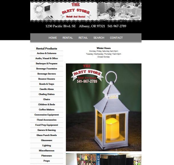 Albany Party Store website, Albany, Oregon